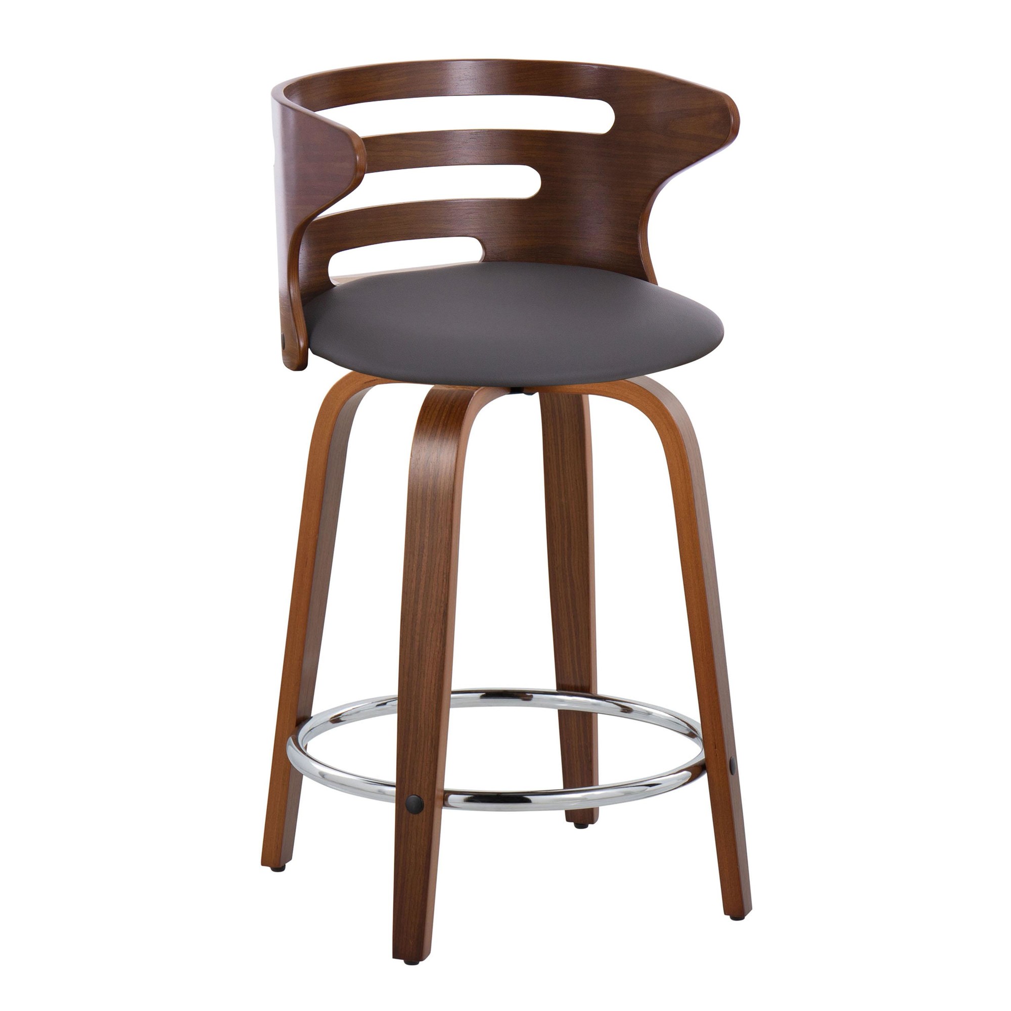 Cosini 24 Mid-Century Modern Walnut Counter Stool (Set of 2) 6 Cosini 24 Mid-Century Modern Walnut Counter Stool (Set of 2) - Image 6