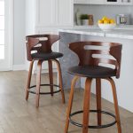 Cosini 24 Mid-Century Modern Walnut Counter Stool w/ Black Metal Footrest (Set of 2) 12 Cosini 24 Mid-Century Modern Walnut Counter Stool w/ Black Metal Footrest (Set of 2)