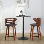 Cosini 24 Mid-Century Modern Walnut Counter Stool w/ Black Metal Footrest (Set of 2) 14 Cosini 24 Mid-Century Modern Walnut Counter Stool w/ Black Metal Footrest (Set of 2)