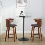 Cosini 24 Mid-Century Modern Walnut Counter Stool w/ Black Metal Footrest (Set of 2) 15 Cosini 24 Mid-Century Modern Walnut Counter Stool w/ Black Metal Footrest (Set of 2)