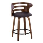 Cosini 24 Mid-Century Modern Walnut Counter Stool w/ Black Metal Footrest (Set of 2) 17 Cosini 24 Mid-Century Modern Walnut Counter Stool w/ Black Metal Footrest (Set of 2)