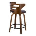 Cosini 24 Mid-Century Modern Walnut Counter Stool w/ Black Metal Footrest (Set of 2) 19 Cosini 24 Mid-Century Modern Walnut Counter Stool w/ Black Metal Footrest (Set of 2)