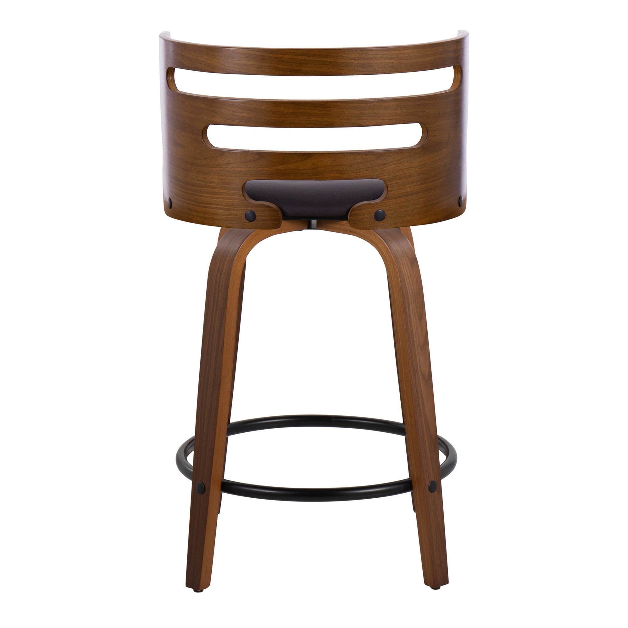 Cosini 24 Mid-Century Modern Walnut Counter Stool w/ Black Metal Footrest (Set of 2) 9 Cosini 24 Mid-Century Modern Walnut Counter Stool w/ Black Metal Footrest (Set of 2) - Image 9