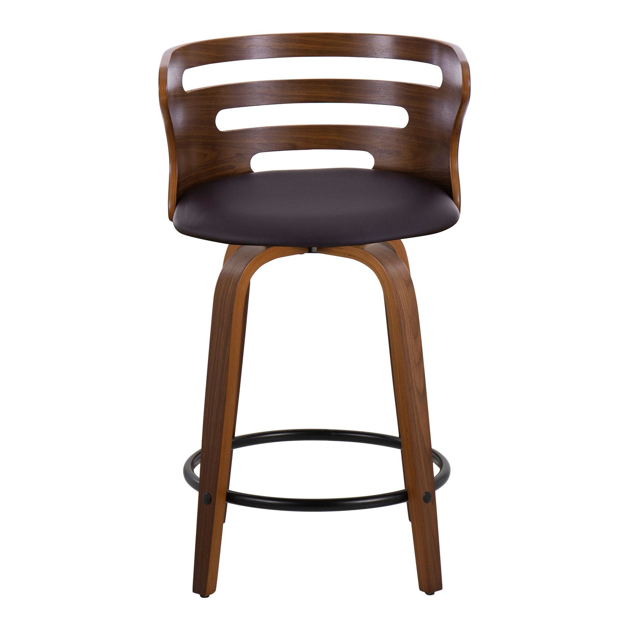 Cosini 24 Mid-Century Modern Walnut Counter Stool w/ Black Metal Footrest (Set of 2) 10 Cosini 24 Mid-Century Modern Walnut Counter Stool w/ Black Metal Footrest (Set of 2) - Image 10