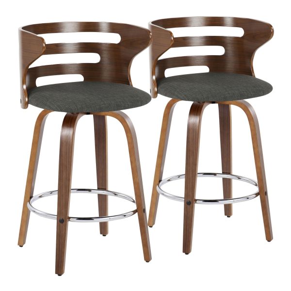 Cosini 26 Mid Century Modern Charcoal Swivel Counter Stools Set of 2 4