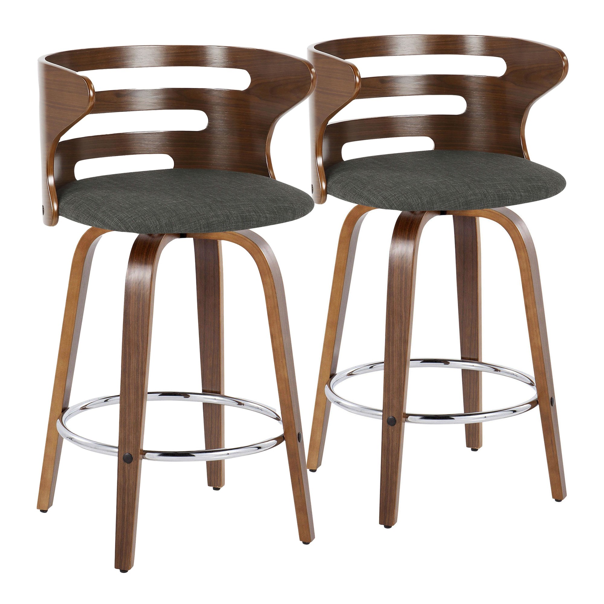 Cosini 26 Mid-Century Modern Charcoal Swivel Counter Stools (Set of 2) 5 Cosini 26 Mid-Century Modern Charcoal Swivel Counter Stools (Set of 2) - Image 5