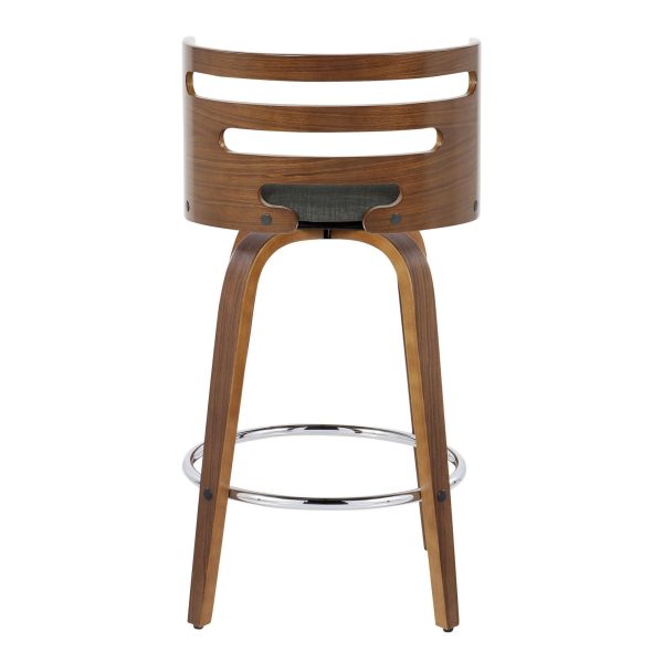 Cosini 26 Mid Century Modern Charcoal Swivel Counter Stools Set of 2 8