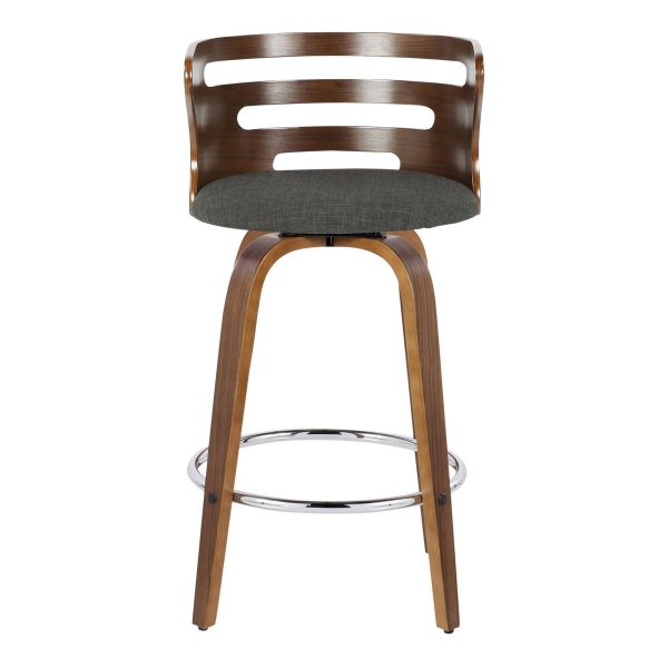 Cosini 26 Mid Century Modern Charcoal Swivel Counter Stools Set of 2 9