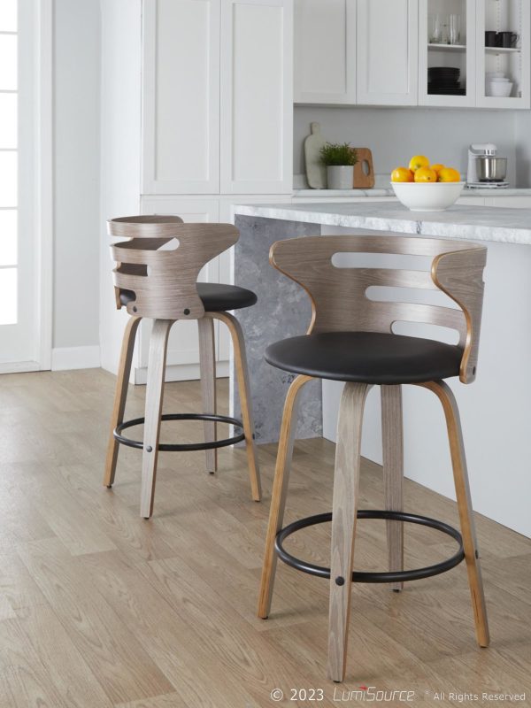 Cosini 26 Mid Century Modern Light Grey Counter Stools Set of 2 1