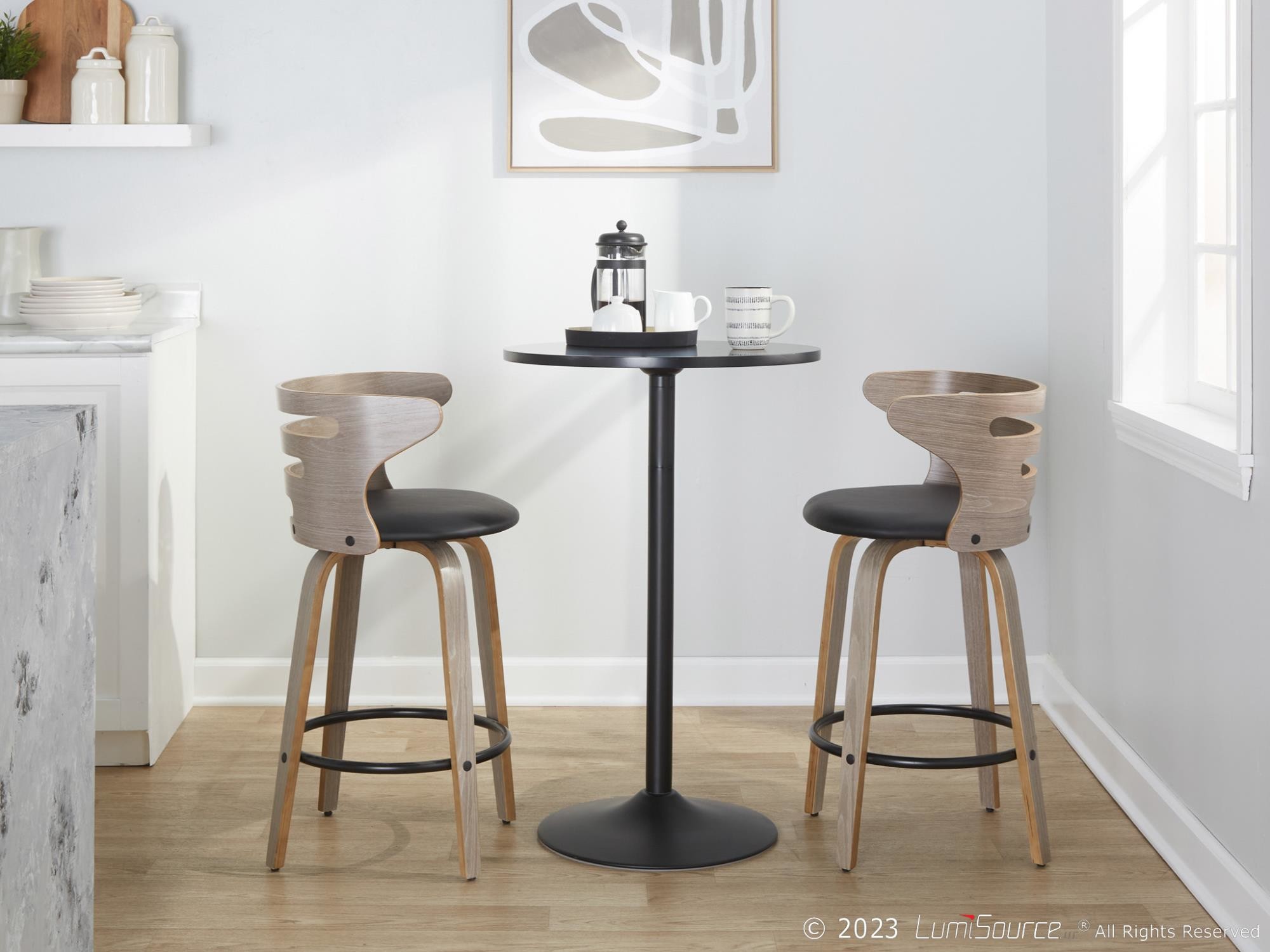 Cosini 26 Mid-Century Modern Light Grey Counter Stools (Set of 2) 3 Cosini 26 Mid-Century Modern Light Grey Counter Stools (Set of 2) - Image 3