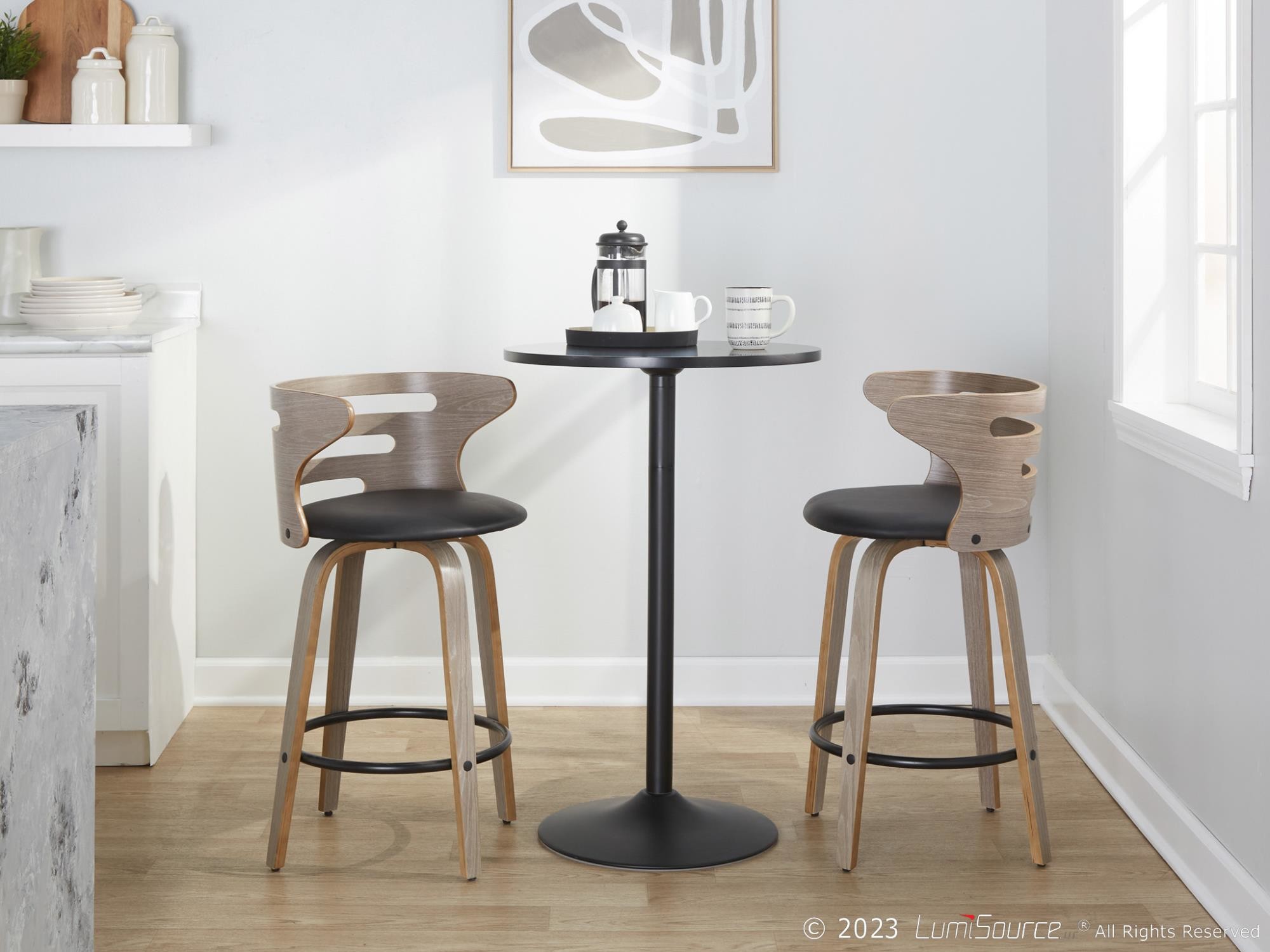 Cosini 26 Mid-Century Modern Light Grey Counter Stools (Set of 2) 4 Cosini 26 Mid-Century Modern Light Grey Counter Stools (Set of 2) - Image 4