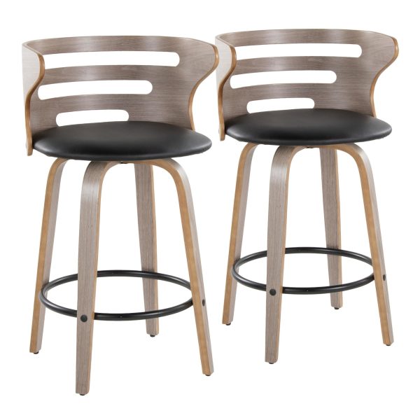 Cosini 26 Mid Century Modern Light Grey Counter Stools Set of 2 4