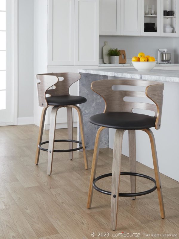 Cosini 26 Mid Century Modern Light Grey Counter Stools Set of 2