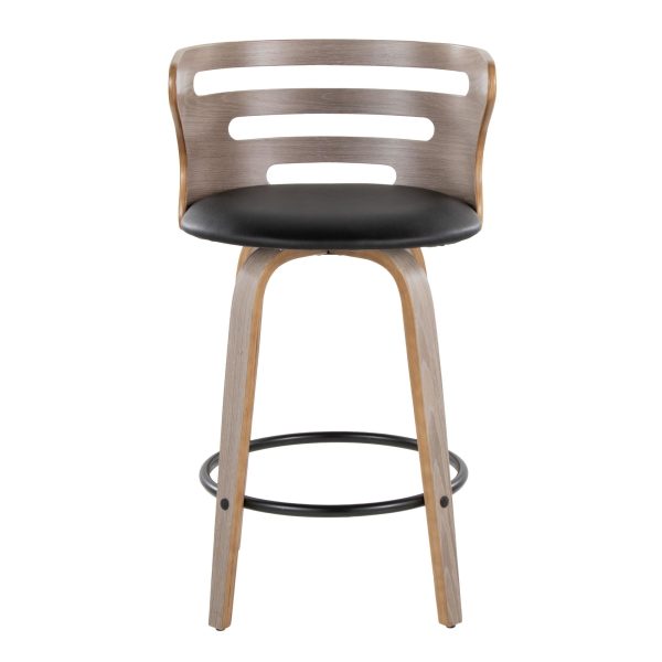 Cosini 26 Mid Century Modern Light Grey Counter Stools Set of 2 9