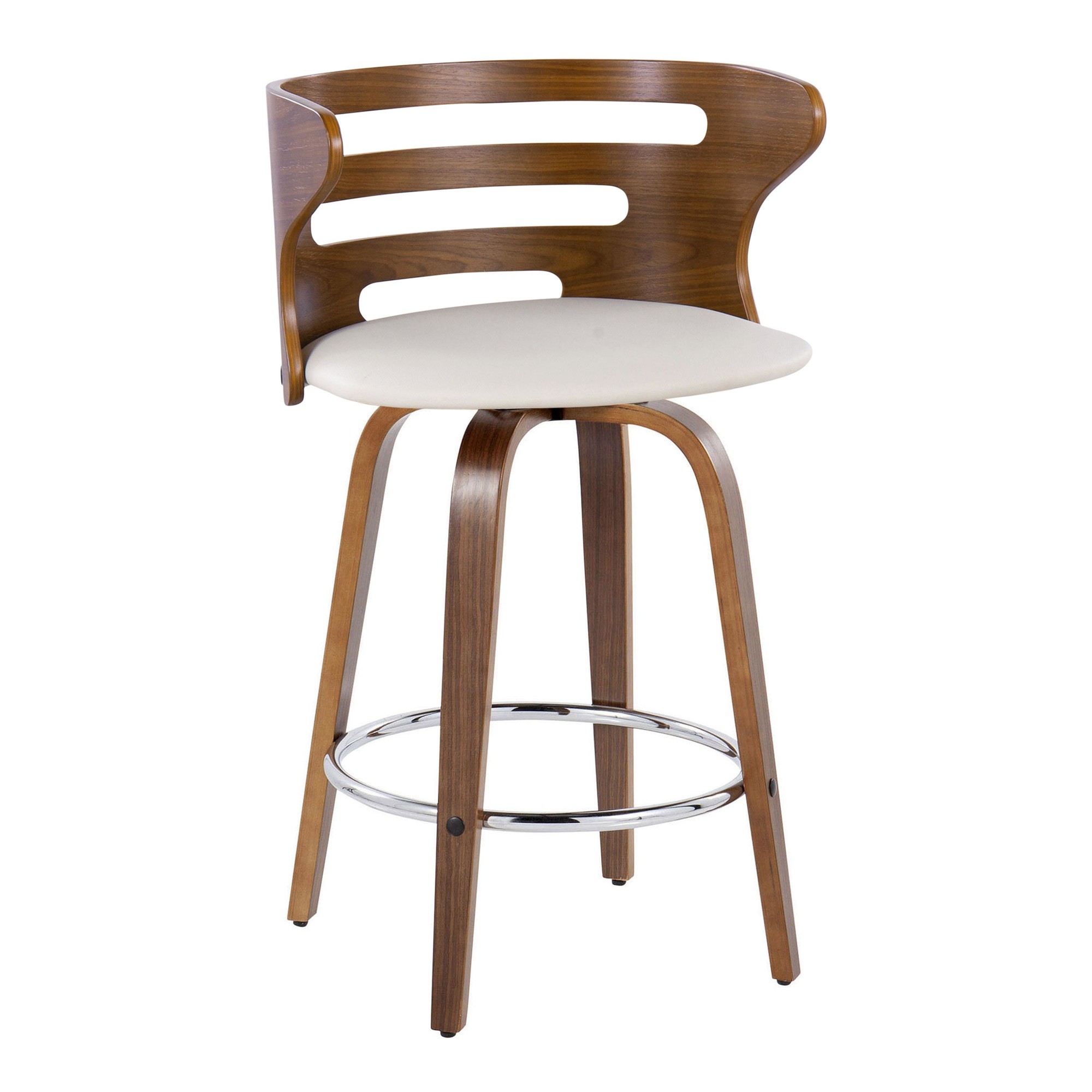 Cosini 26 Mid-Century Modern Walnut Counter Stools (Set of 2) 6 Cosini 26 Mid-Century Modern Walnut Counter Stools (Set of 2) - Image 6