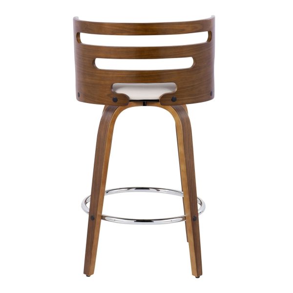 Cosini 26 Mid Century Modern Walnut Counter Stools Set of 2 8