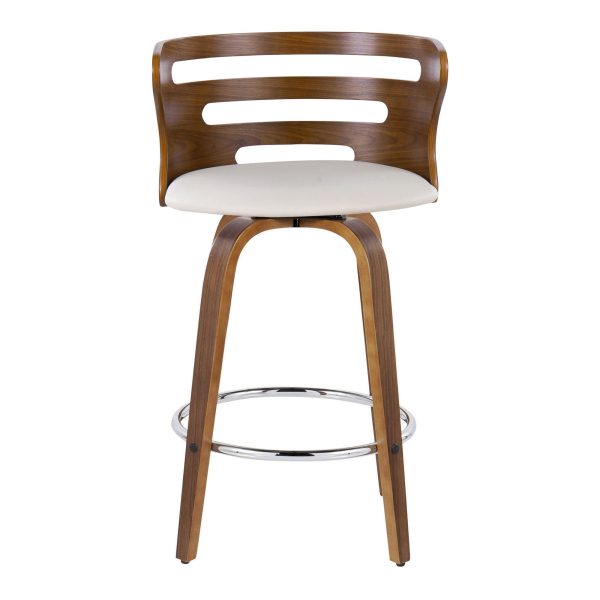 Cosini 26 Mid Century Modern Walnut Counter Stools Set of 2 9