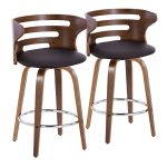Cosini 26 Mid-Century Modern Walnut Swivel Counter Stool (Set of 2) 16 Cosini 26 Mid-Century Modern Walnut Swivel Counter Stool (Set of 2)