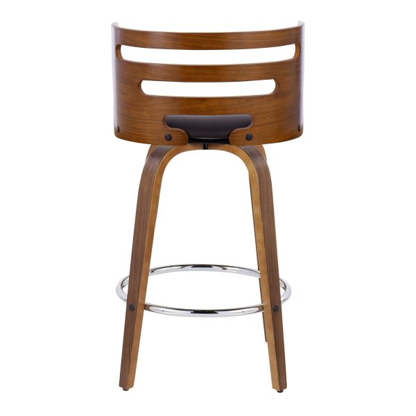 Cosini 26 Mid Century Modern Walnut Swivel Counter Stool Set of 2 8