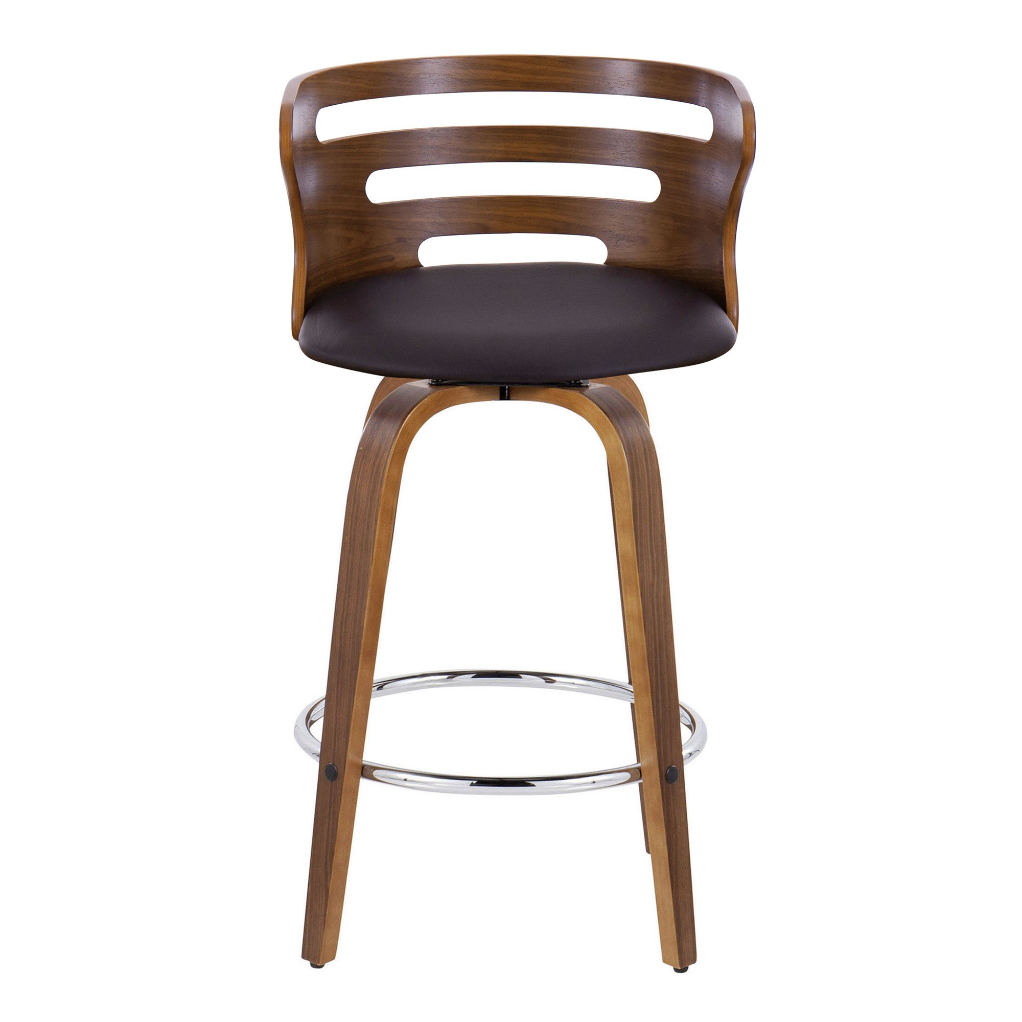 Cosini 26 Mid-Century Modern Walnut Swivel Counter Stool (Set of 2) 10 Cosini 26 Mid-Century Modern Walnut Swivel Counter Stool (Set of 2) - Image 10