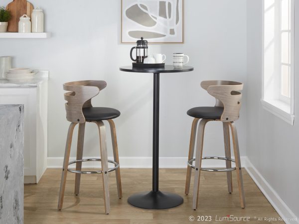 Cosini 30 Mid Century Modern Barstool Light GreyBlack Set of 2 3