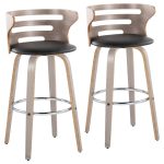 Cosini 30 Mid-Century Modern Barstool Light Grey/Black (Set of 2) 16 Cosini 30 Mid-Century Modern Barstool Light Grey/Black (Set of 2)