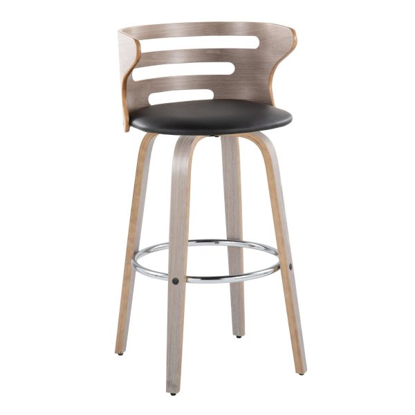 Cosini 30 Mid Century Modern Barstool Light GreyBlack Set of 2 5