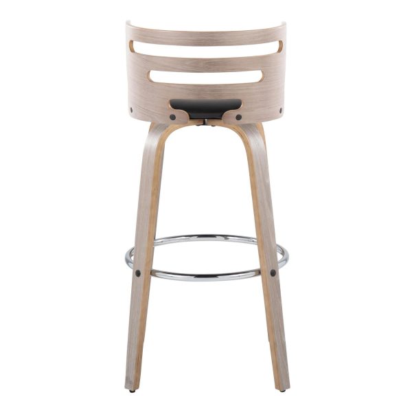 Cosini 30 Mid Century Modern Barstool Light GreyBlack Set of 2 8