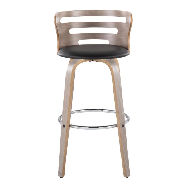 Cosini 30 Mid Century Modern Barstool Light GreyBlack Set of 2 9