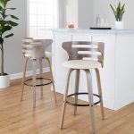 Cosini 30 Mid-Century Modern Light Grey Barstool (Set of 2)