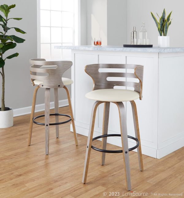 Cosini 30 Mid Century Modern Light Grey Barstool Set of 2 1