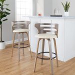 Cosini 30 Mid-Century Modern Light Grey Barstool (Set of 2)