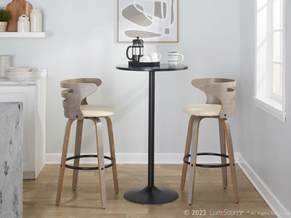 Cosini 30 Mid Century Modern Light Grey Barstool Set of 2 2