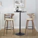 Cosini 30 Mid-Century Modern Light Grey Barstool (Set of 2)