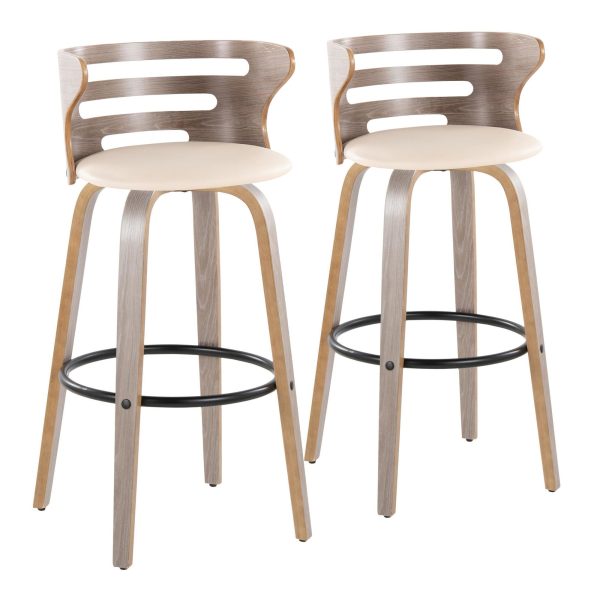 Cosini 30 Mid Century Modern Light Grey Barstool Set of 2 4