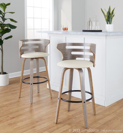 Cosini 30 Mid-Century Modern Light Grey Barstool (Set of 2)