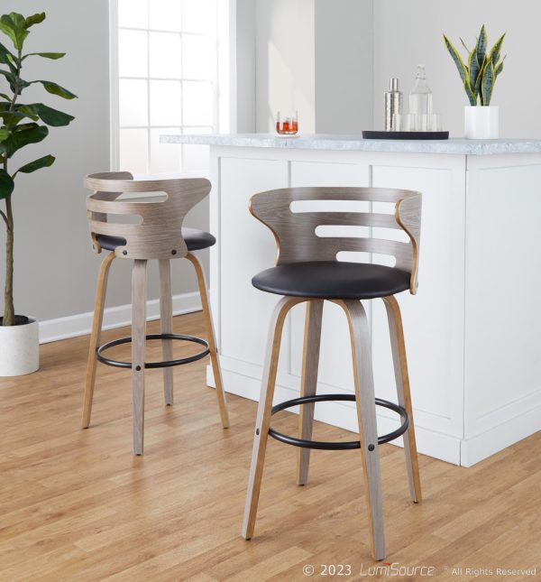 Cosini 30 Mid Century Modern Swivel Barstool Light Grey Set of 2 1