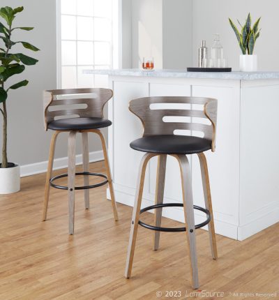 Cosini 30 Mid-Century Modern Swivel Barstool Light Grey (Set of 2)