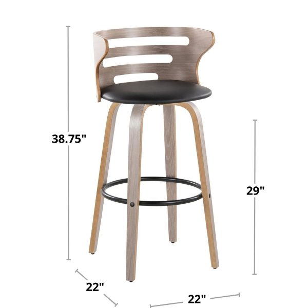 Cosini 30 Mid Century Modern Walnut Brown Swivel Barstool Set of 2 10