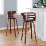 Cosini 30 Mid-Century Modern Walnut Brown Swivel Barstool (Set of 2) 12 Cosini 30 Mid-Century Modern Walnut Brown Swivel Barstool (Set of 2)