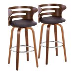 Cosini 30 Mid-Century Modern Walnut Brown Swivel Barstool (Set of 2) 15 Cosini 30 Mid-Century Modern Walnut Brown Swivel Barstool (Set of 2)