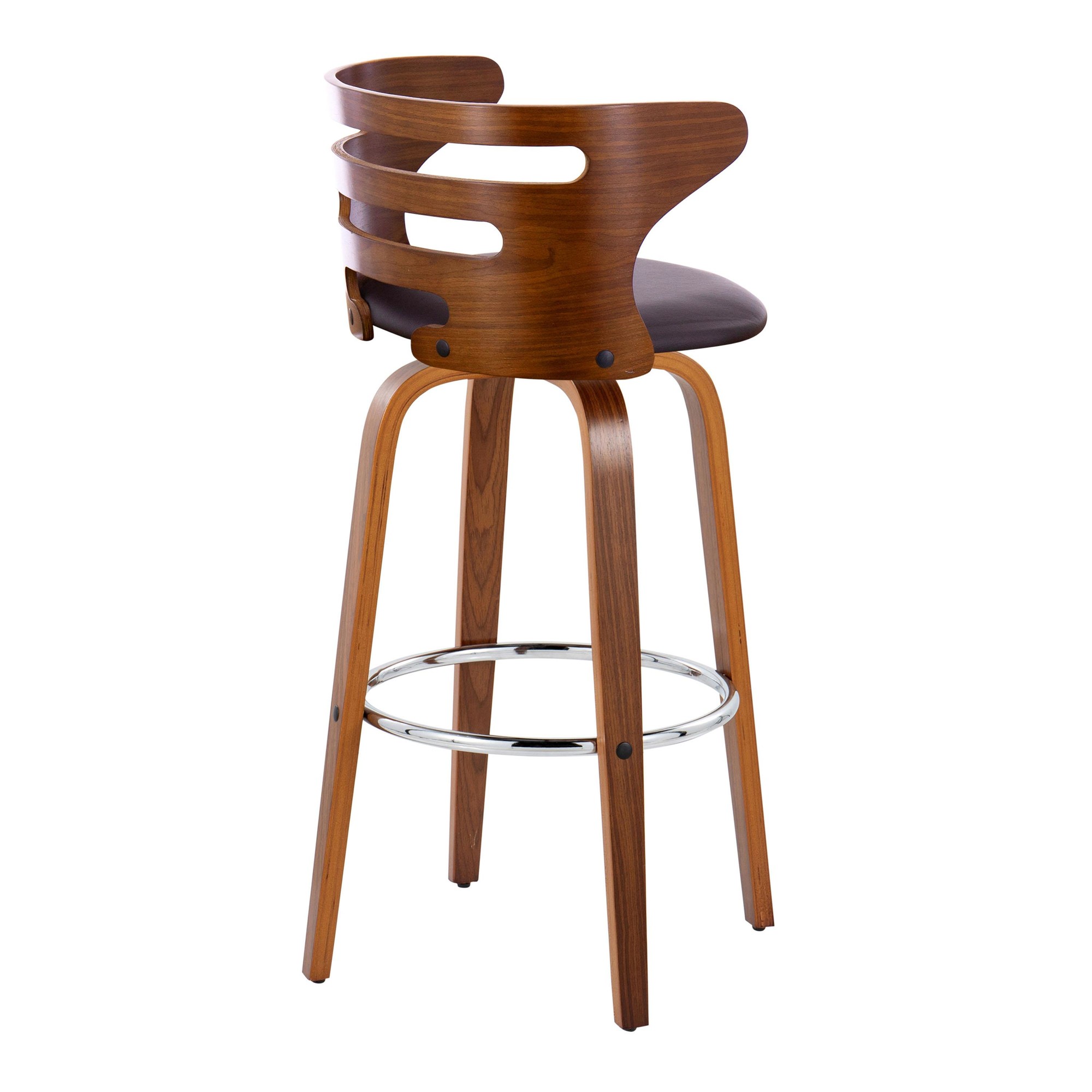 Cosini 30 Mid-Century Modern Walnut Brown Swivel Barstool (Set of 2) 7 Cosini 30 Mid-Century Modern Walnut Brown Swivel Barstool (Set of 2) - Image 7