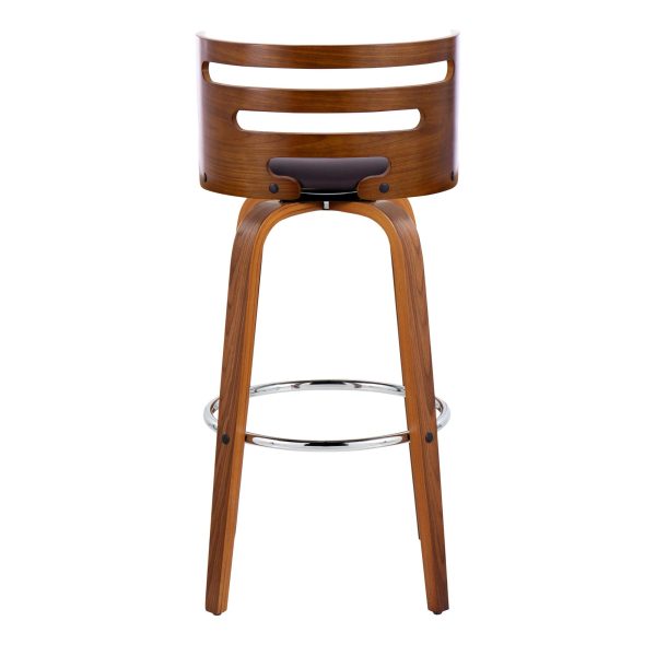 Cosini 30 Mid Century Modern Walnut Brown Swivel Barstool Set of 2 8