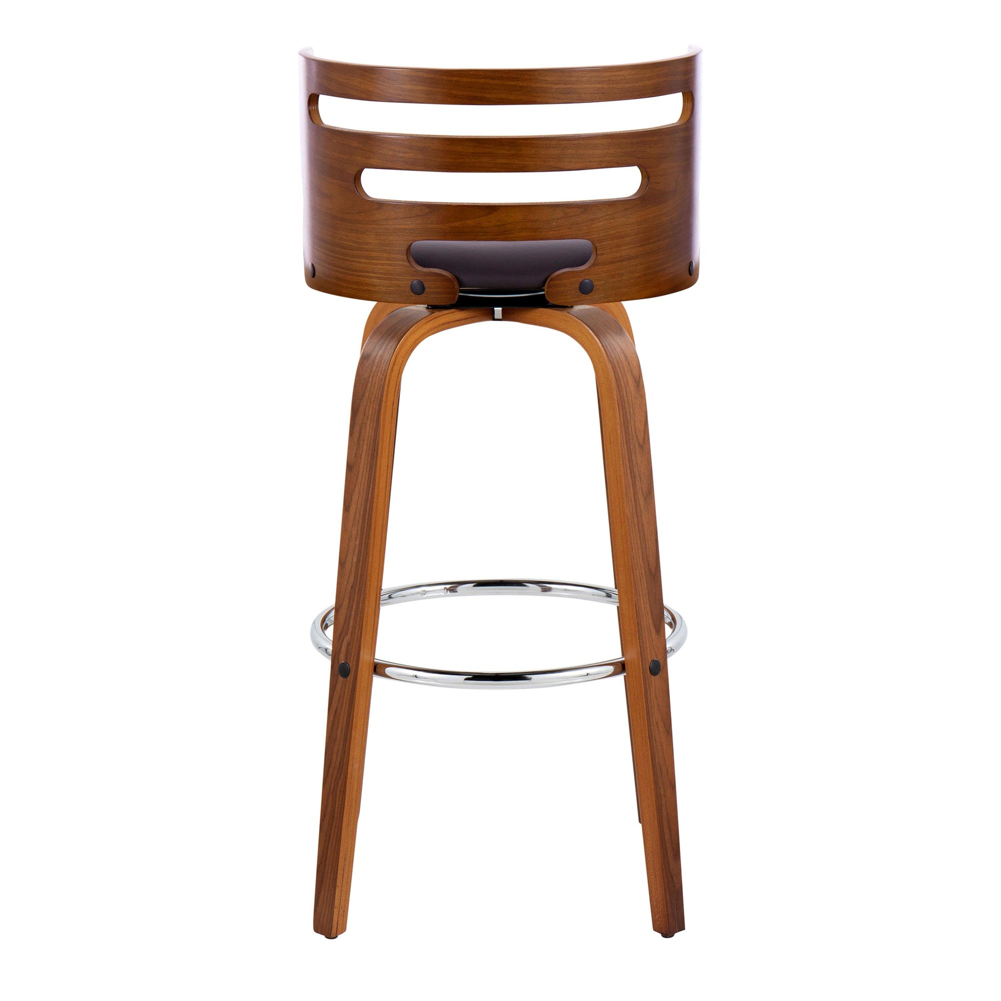 Cosini 30 Mid-Century Modern Walnut Brown Swivel Barstool (Set of 2) 8 Cosini 30 Mid-Century Modern Walnut Brown Swivel Barstool (Set of 2) - Image 8