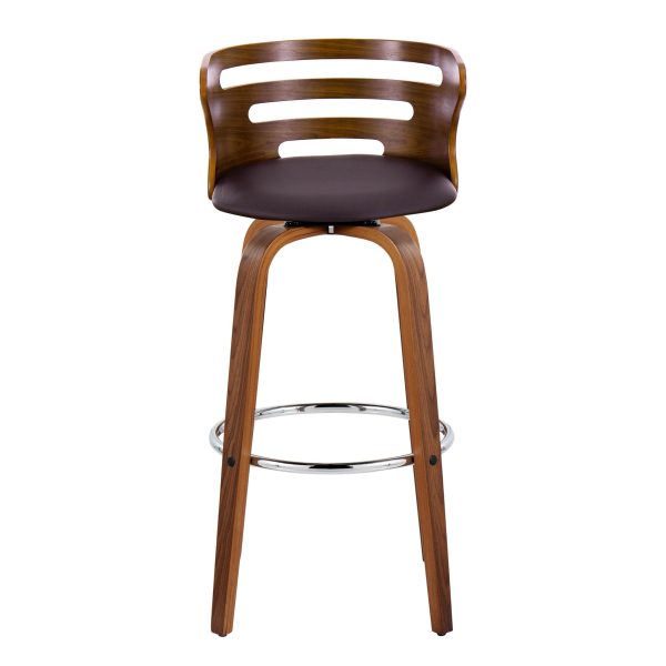 Cosini 30 Mid Century Modern Walnut Brown Swivel Barstool Set of 2 9