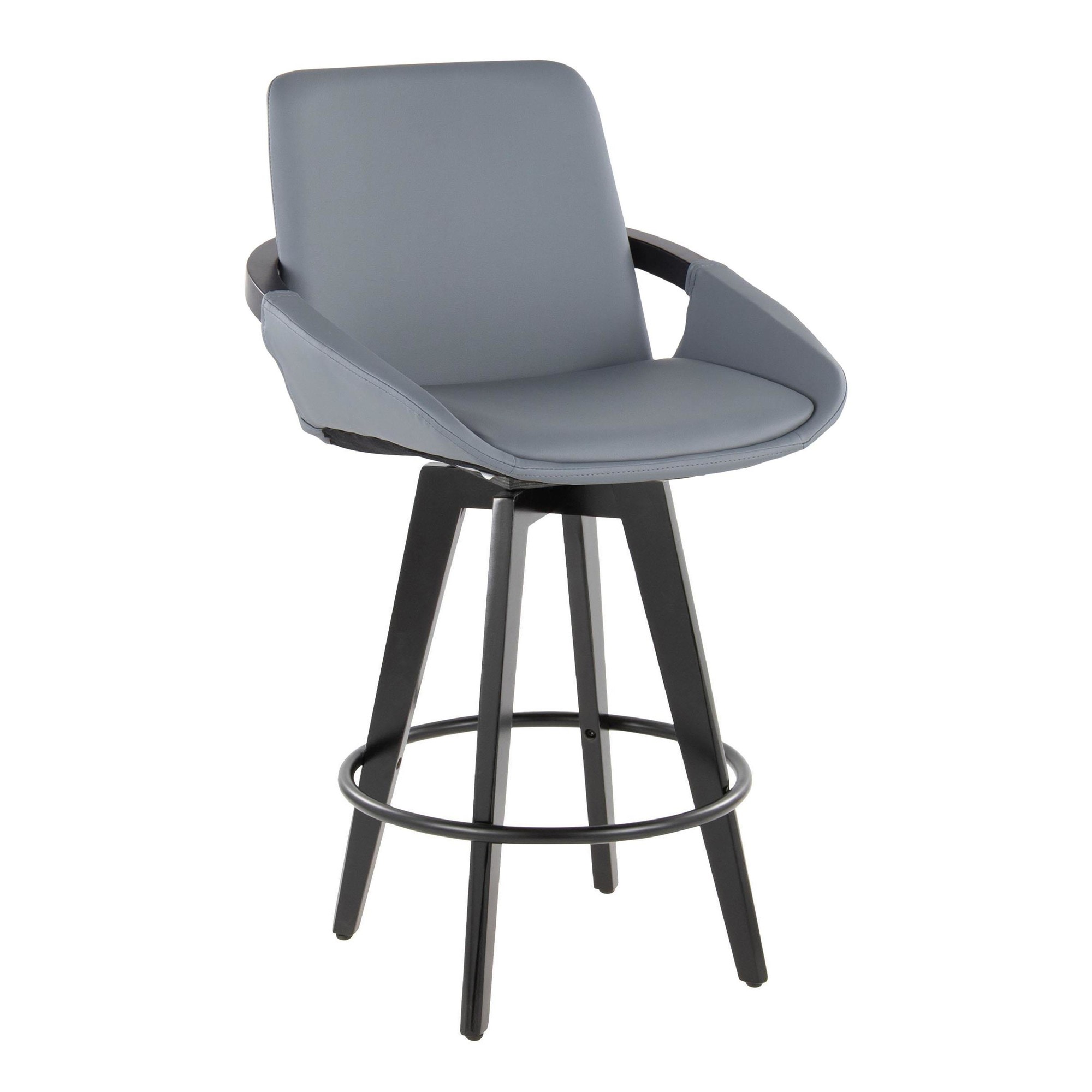 Cosmo 26 Contemporary Bamboo Grey Faux Leather Counter Stools (Set of 2) 3 Cosmo 26 Contemporary Bamboo Grey Faux Leather Counter Stools (Set of 2) - Image 3
