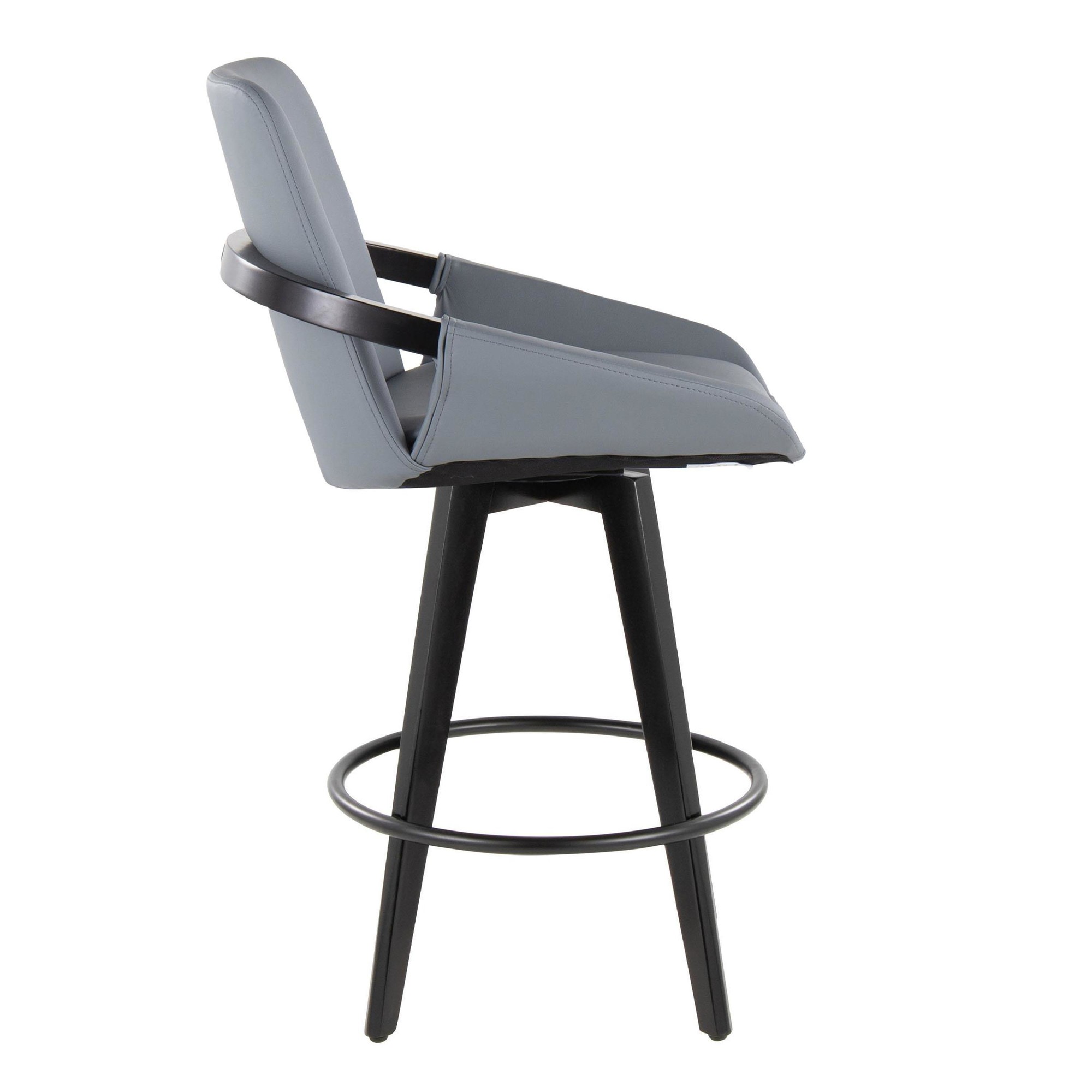 Cosmo 26 Contemporary Bamboo Grey Faux Leather Counter Stools (Set of 2) 4 Cosmo 26 Contemporary Bamboo Grey Faux Leather Counter Stools (Set of 2) - Image 4