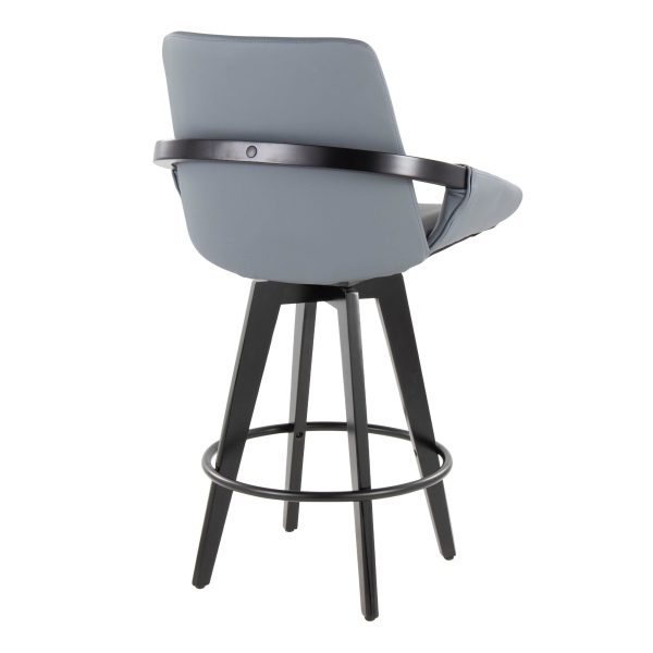 Cosmo 26 Contemporary Bamboo Grey Faux Leather Counter Stools Set of 2 4