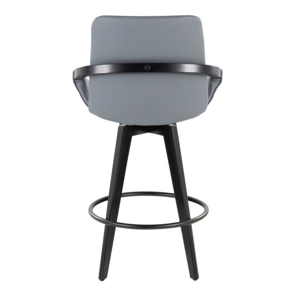 Cosmo 26 Contemporary Bamboo Grey Faux Leather Counter Stools Set of 2 5