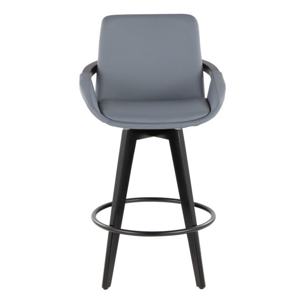 Cosmo 26 Contemporary Bamboo Grey Faux Leather Counter Stools Set of 2 6